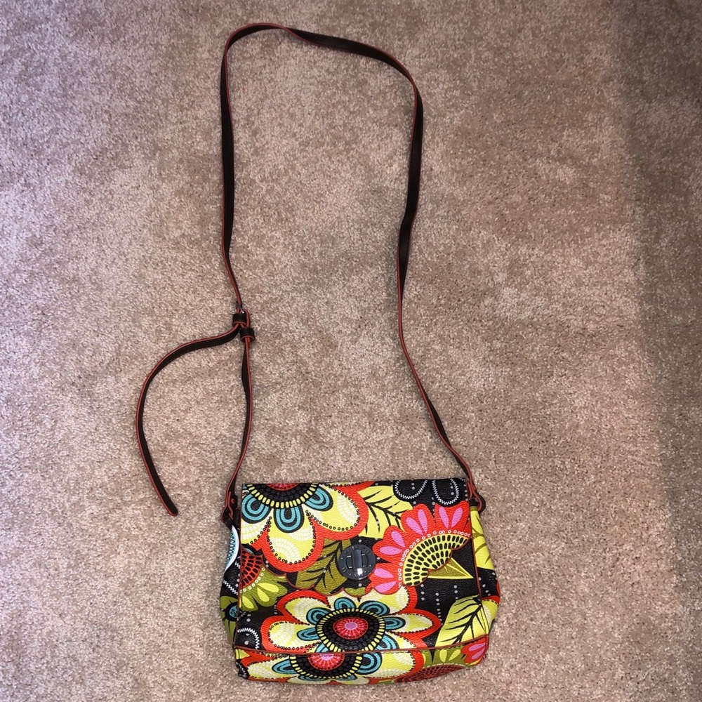 Vera bradley flower shower leather crossbody